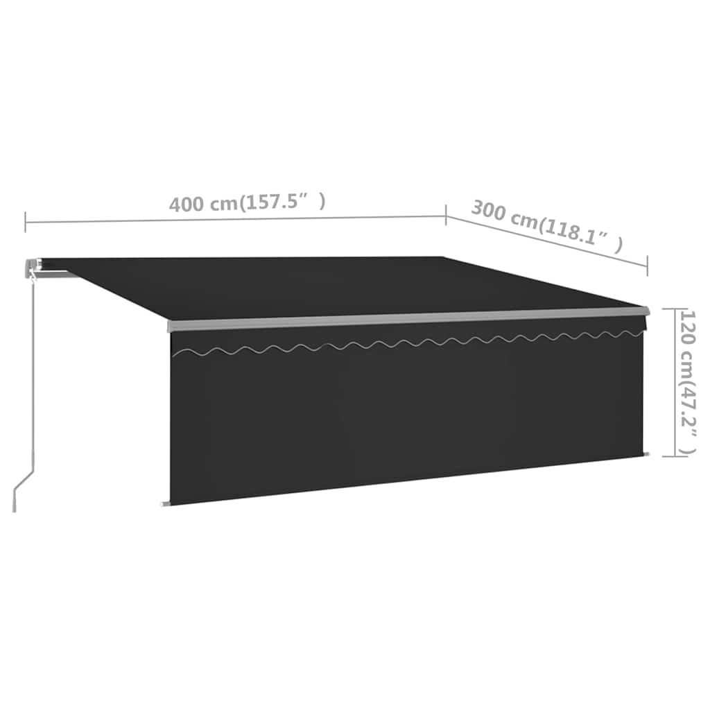 Manual Awning with Solar LED 4 x 3 m Anthracite 100% Polyester