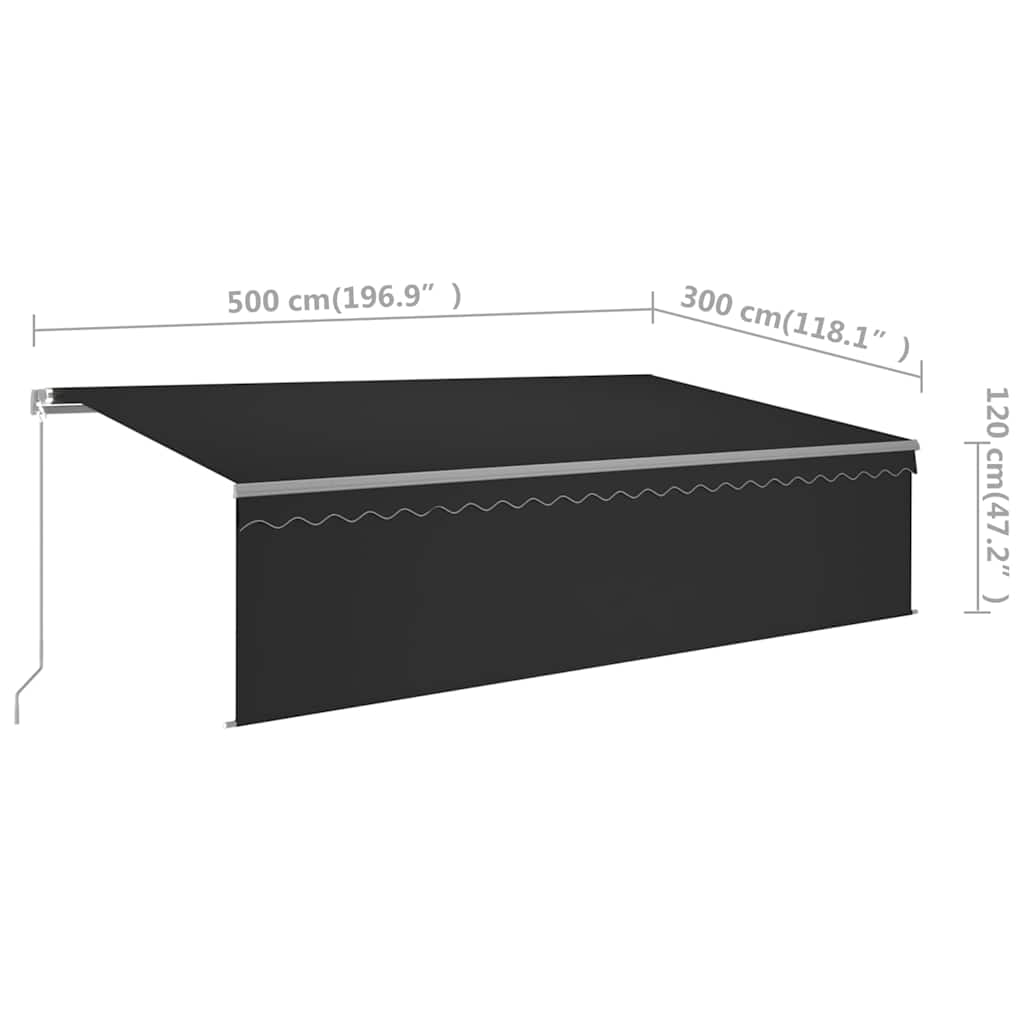 Manual Awning with Solar LED 5 x 3 m Anthracite 100% Polyester