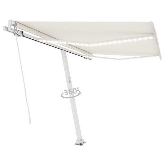 Manual Retractable Awning with LED 300x250 cm Cream Manual Retractable Awning with LED 300x250 cm Cream