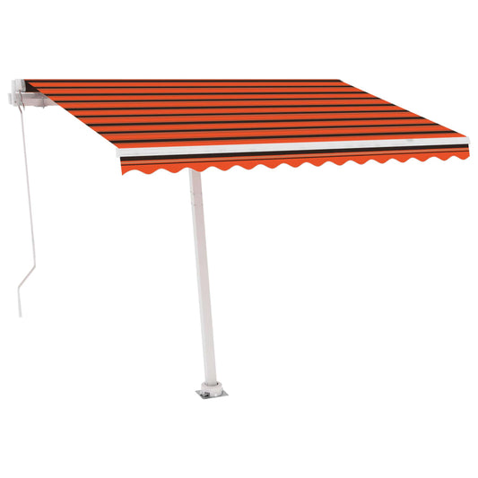 Manual Retractable Awning with LED 300x250 cm Orange and Brown Manual Retractable Awning with LED 300x250 cm Orange and Brown