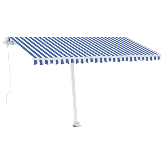 Freestanding Manual Retractable Awning 400x300 cm Blue/White Freestanding Manual Retractable Awning 400x300 cm Blue/White