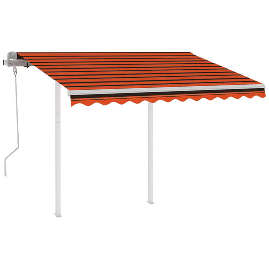 Manual Retractable Awning with Posts 3x2.5 m Orange and Brown Manual Retractable Awning with Posts 3x2.5 m Orange and Brown