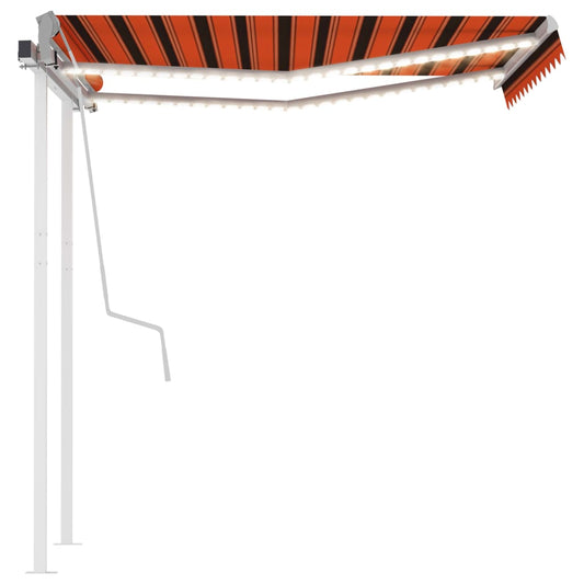 Manual Retractable Awning with LED 3x2.5 m Orange and Brown Manual Retractable Awning with LED 3x2.5 m Orange and Brown