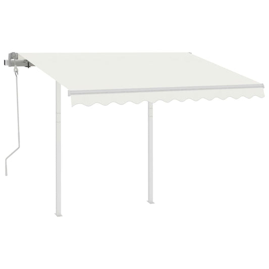 Manual Retractable Awning with Posts 3.5x2.5 m Cream Manual Retractable Awning with Posts 3.5x2.5 m Cream