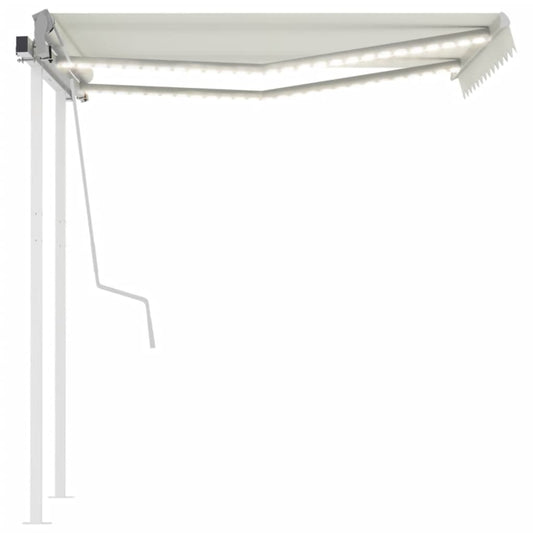 Manual Retractable Awning with LED 3.5x2.5 m Cream Manual Retractable Awning with LED 3.5x2.5 m Cream