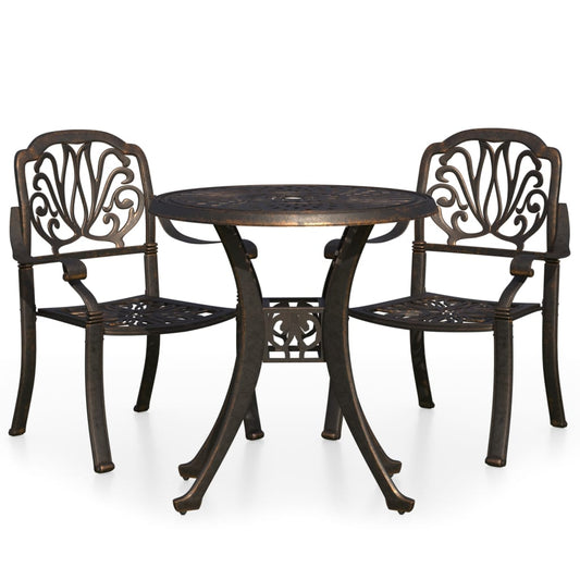 3 Piece Bistro Set Cast Aluminium Bronze 3 Piece Bistro Set Cast Aluminium Bronze