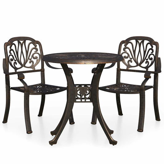 3 Piece Bistro Set Cast Aluminium Bronze 3 Piece Bistro Set Cast Aluminium Bronze