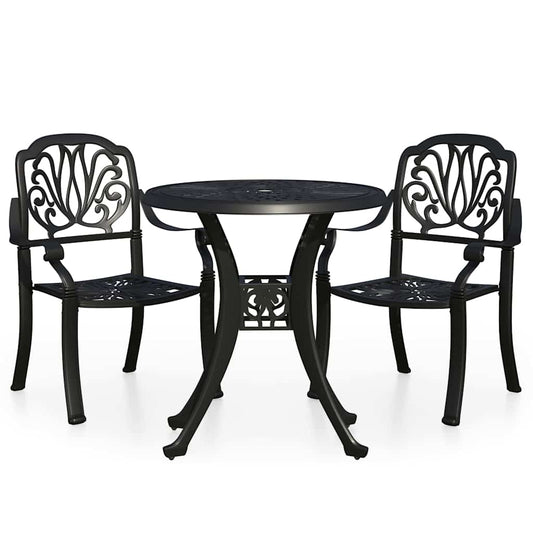 3 Piece Bistro Set Cast Aluminium Black 3 Piece Bistro Set Cast Aluminium Black