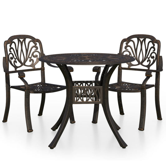 3 Piece Bistro Set Cast Aluminium Bronze 3 Piece Bistro Set Cast Aluminium Bronze