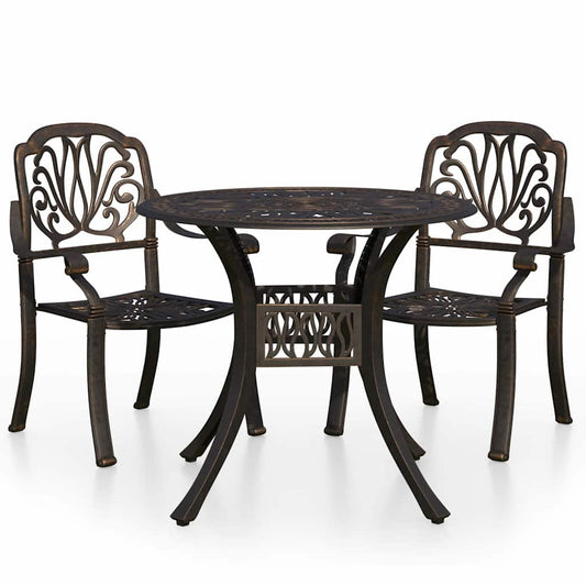 3 Piece Bistro Set Cast Aluminium Bronze 3 Piece Bistro Set Cast Aluminium Bronze