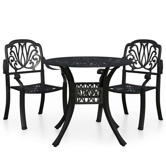 3 Piece Bistro Set Cast Aluminium Black 3 Piece Bistro Set Cast Aluminium Black