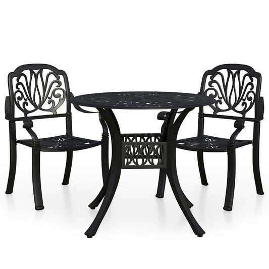 3 Piece Bistro Set Cast Aluminium Black 3 Piece Bistro Set Cast Aluminium Black