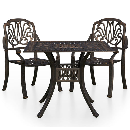 3 Piece Bistro Set Cast Aluminium Bronze 3 Piece Bistro Set Cast Aluminium Bronze