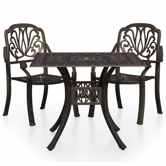 3 Piece Bistro Set Cast Aluminium Bronze 3 Piece Bistro Set Cast Aluminium Bronze
