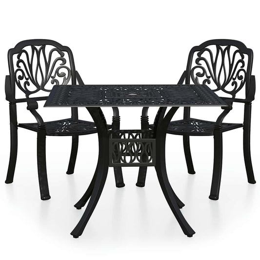 3 Piece Bistro Set Cast Aluminium Black 3 Piece Bistro Set Cast Aluminium Black