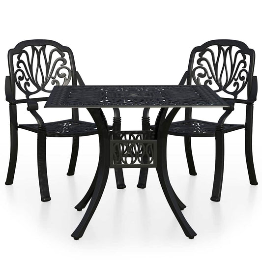 3 Piece Bistro Set Cast Aluminium Black 3 Piece Bistro Set Cast Aluminium Black