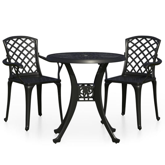 3 Piece Bistro Set Cast Aluminium Black 3 Piece Bistro Set Cast Aluminium Black