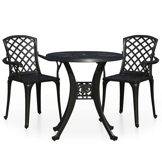 3 Piece Bistro Set Cast Aluminium Black 3 Piece Bistro Set Cast Aluminium Black