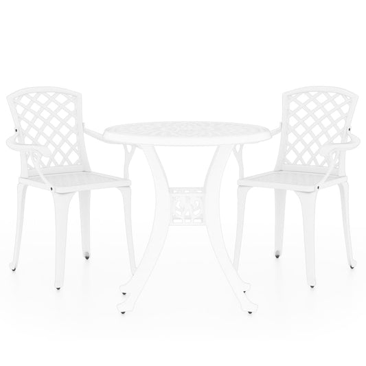 3 Piece Bistro Set Cast Aluminium White 3 Piece Bistro Set Cast Aluminium White