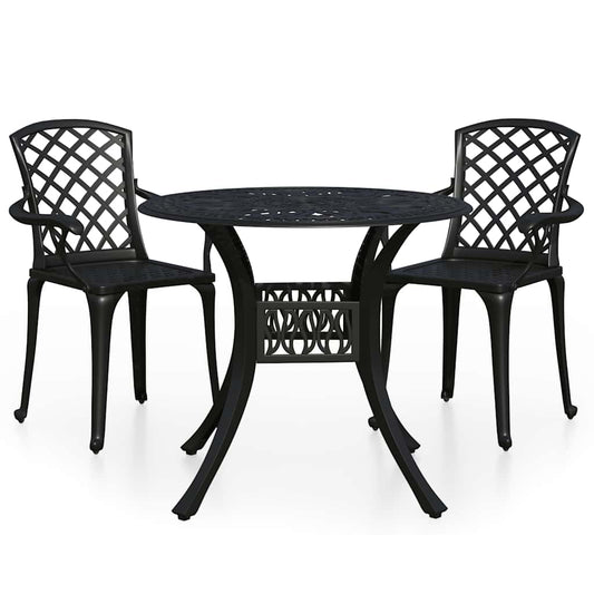 3 Piece Bistro Set Cast Aluminium Black 3 Piece Bistro Set Cast Aluminium Black
