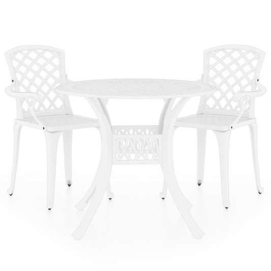 3 Piece Bistro Set Cast Aluminium White 3 Piece Bistro Set Cast Aluminium White