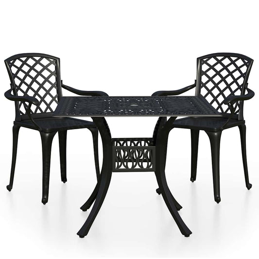 3 Piece Bistro Set Cast Aluminium Black 3 Piece Bistro Set Cast Aluminium Black