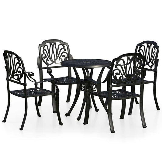 5 Piece Bistro Set Cast Aluminium Black 5 Piece Bistro Set Cast Aluminium Black