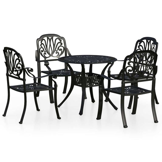 Bistro Set | Black | Cast aluminium | 1 Table, 4 Chairs | Durable Bistro Set | Black | Cast aluminium | 1 Table, 4 Chairs | Durable