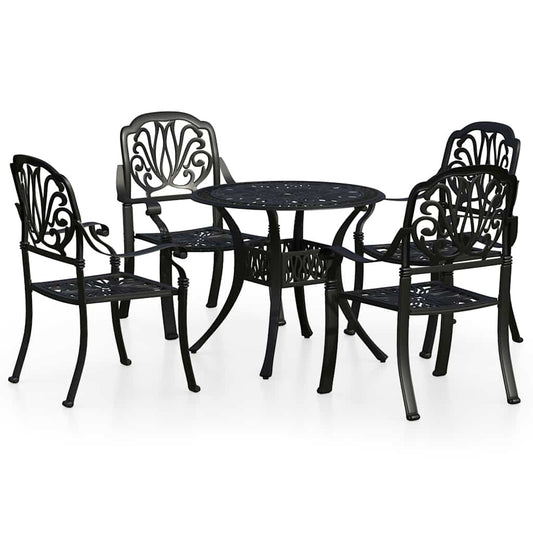 5 Piece Bistro Set Cast Aluminium Black 5 Piece Bistro Set Cast Aluminium Black