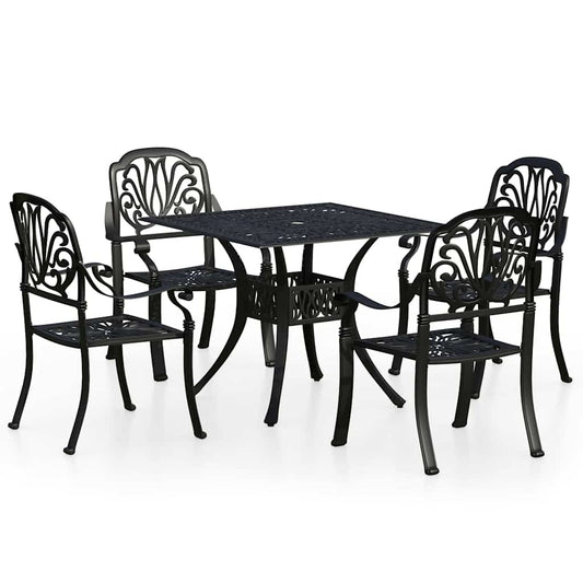 5 Piece Bistro Set Cast Aluminium Black 5 Piece Bistro Set Cast Aluminium Black