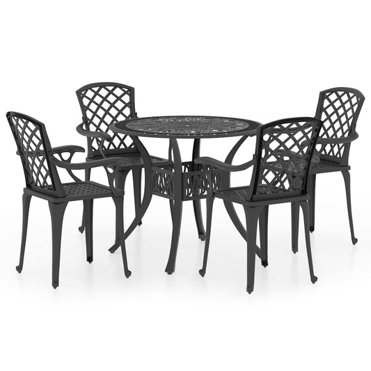 5 Piece Bistro Set Cast Aluminium Black 5 Piece Bistro Set Cast Aluminium Black