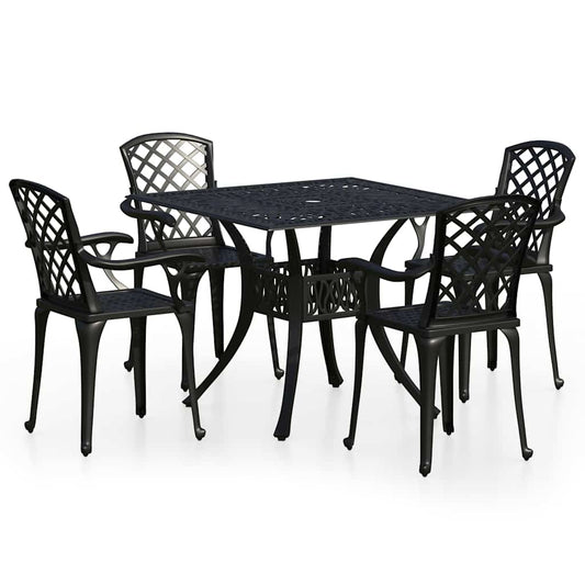5 Piece Bistro Set Cast Aluminium Black 5 Piece Bistro Set Cast Aluminium Black