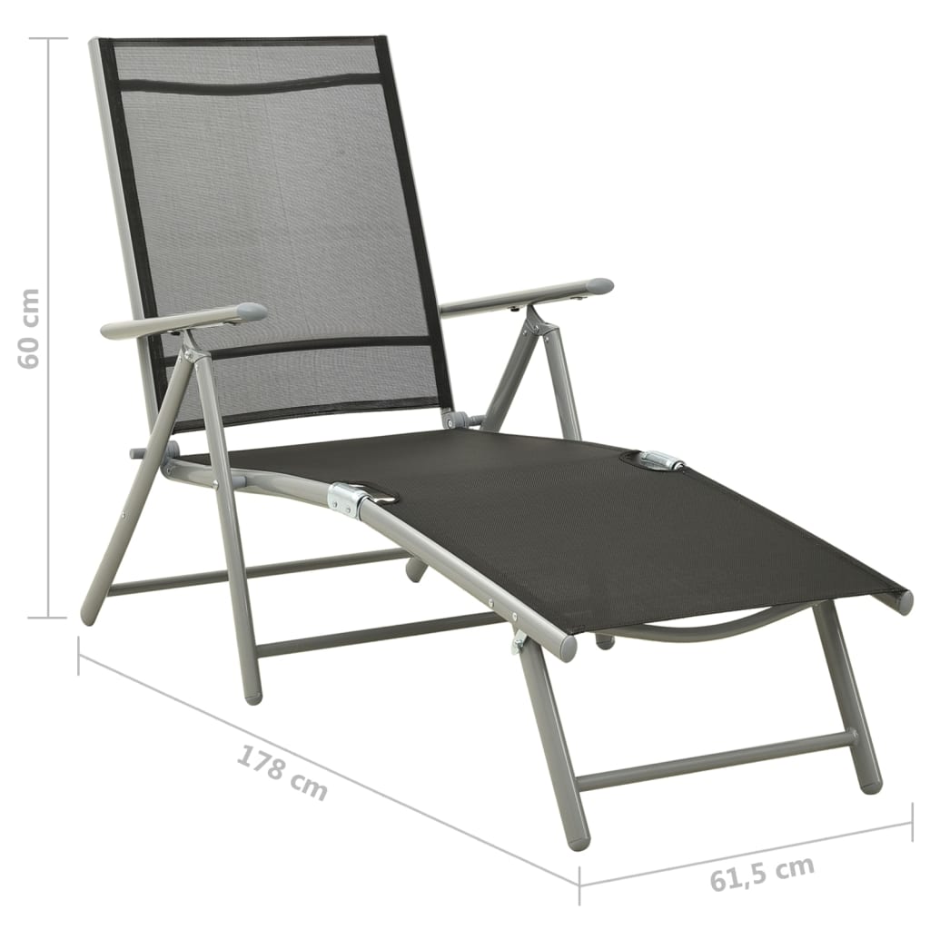 Dining Set | Black, Silver, Light Grey | Aluminium, Textilene, Glass