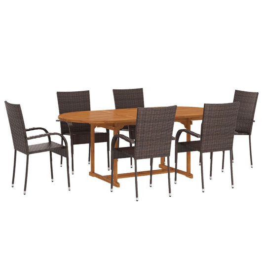 Dining Set | Brown | Solid Acacia wood | Medium | Stackable | Dining Set Dining Set | Brown | Solid Acacia wood | Medium | Stackable | Dining Set