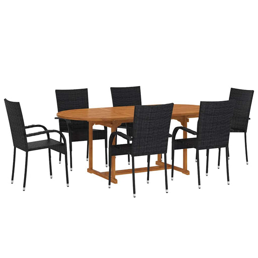 7 Piece Garden Dining Set Poly Rattan Black 7 Piece Garden Dining Set Poly Rattan Black