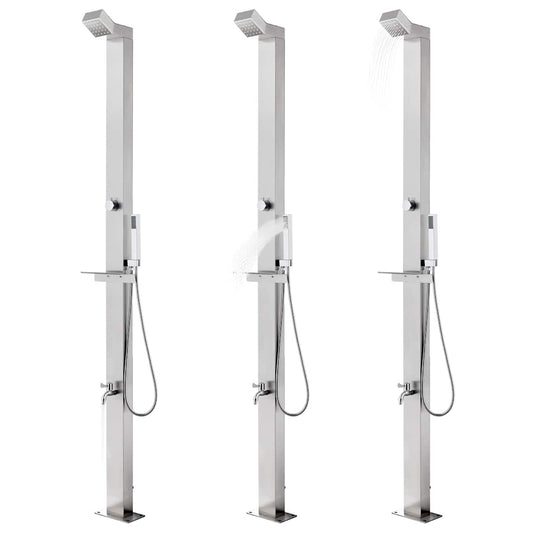 Garden Shower with Grey Base 225 cm Stainless Steel Garden Shower with Grey Base 225 cm Stainless Steel