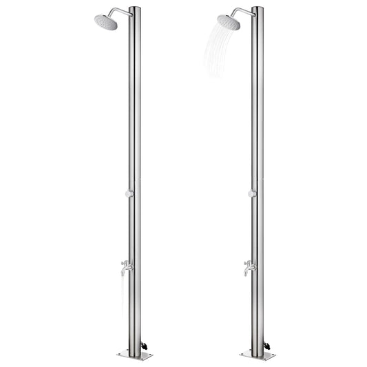 Garden Shower with Grey Base 220 cm Stainless Steel Garden Shower with Grey Base 220 cm Stainless Steel