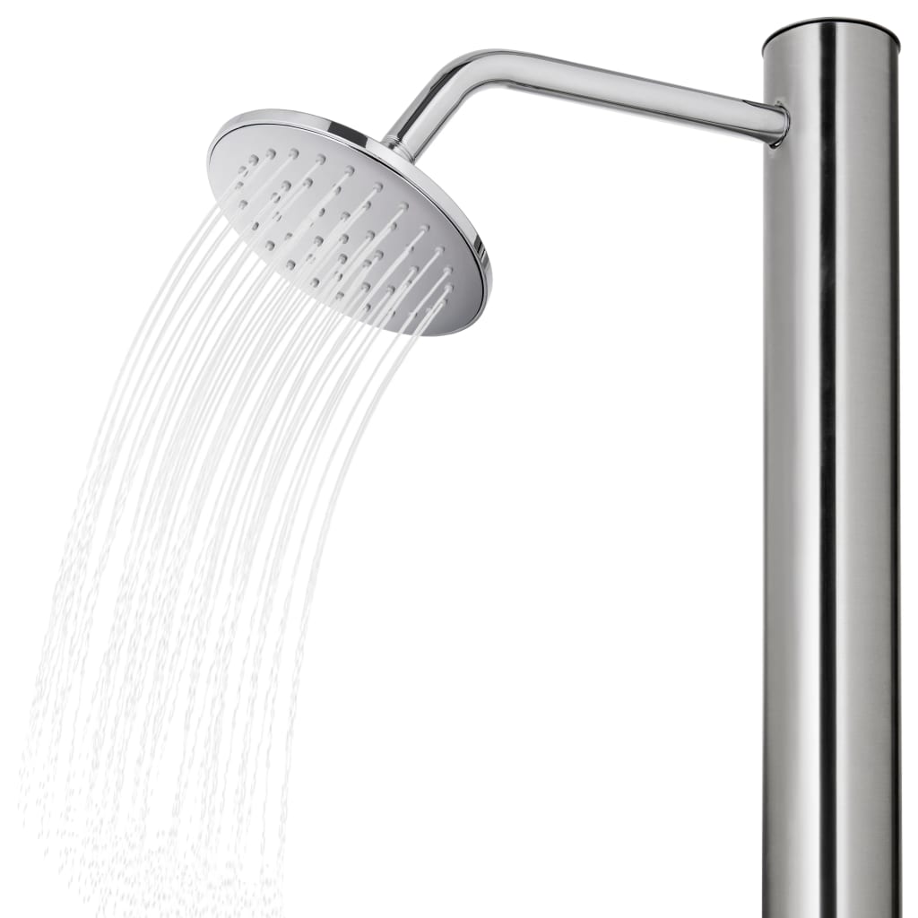 Garden Shower with Grey Base 220 cm Stainless Steel