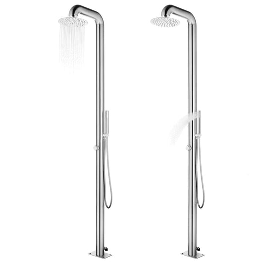 Garden Shower with Grey Base 230 cm Stainless Steel Garden Shower with Grey Base 230 cm Stainless Steel