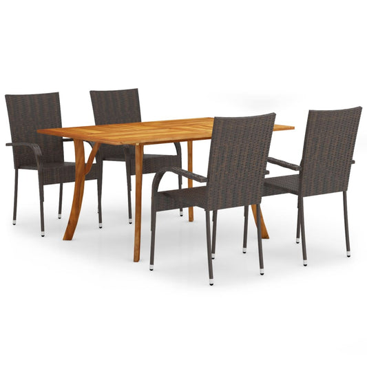 5 Piece Garden Dining Set Brown 5 Piece Garden Dining Set Brown