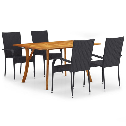 5 Piece Garden Dining Set Black 5 Piece Garden Dining Set Black