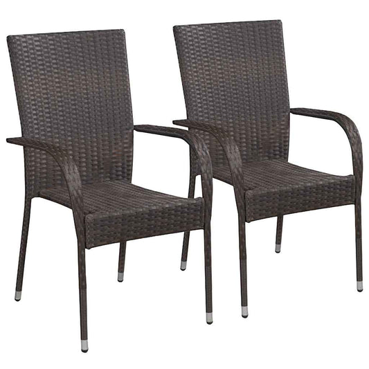 3 Piece Garden Dining Set Poly Rattan Brown 3 Piece Garden Dining Set Poly Rattan Brown