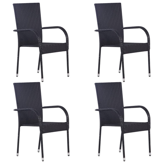 5 Piece Garden Dining Set Poly Rattan Black 5 Piece Garden Dining Set Poly Rattan Black