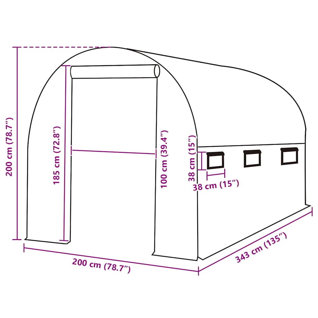 Greenhouse Replacement Cover (6,86 m²) 200x343x200 cm Green