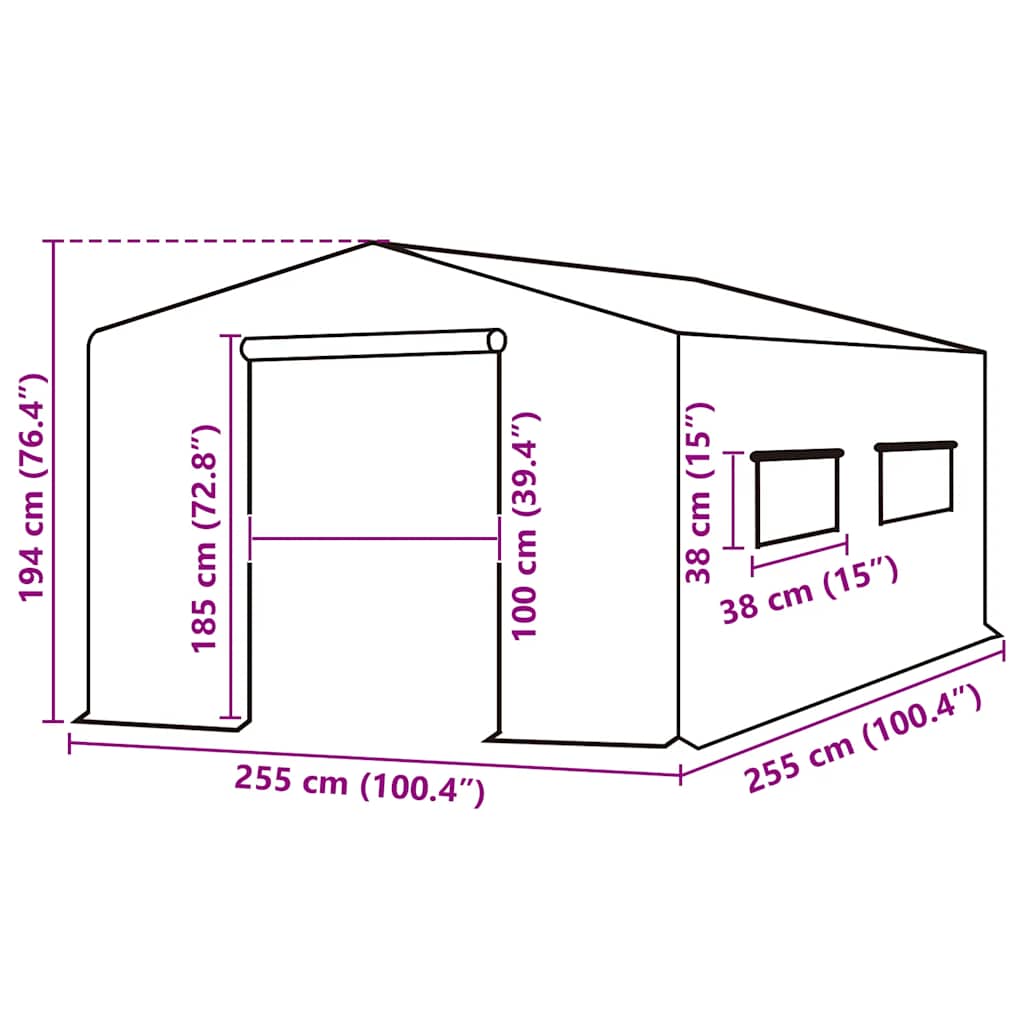 Greenhouse Replacement Cover (6.5025 m²) 255x255x194 cm Green