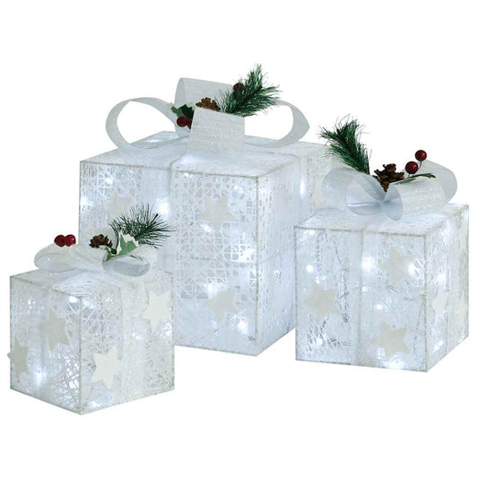 Decorative Christmas Gift Boxes 3 pcs White Outdoor Indoor Decorative Christmas Gift Boxes 3 pcs White Outdoor Indoor