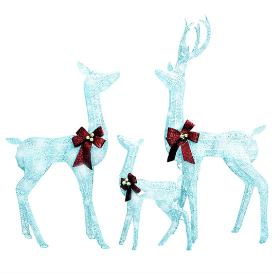 Reindeer Family Christmas Decoration White and Silver 201 LEDs Reindeer Family Christmas Decoration White and Silver 201 LEDs