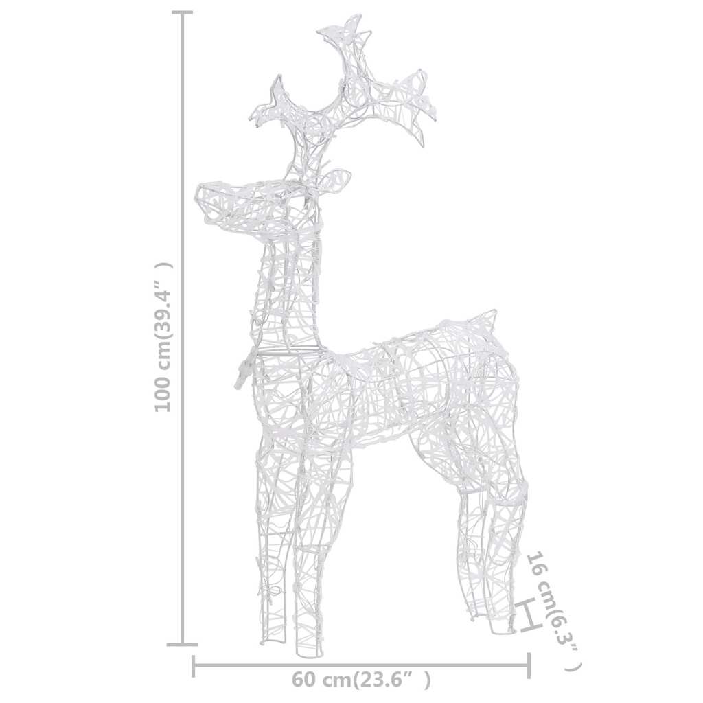 329779 vidaXL Reindeer Christmas Decoration 90 LEDs 60x16x100 cm Acrylic