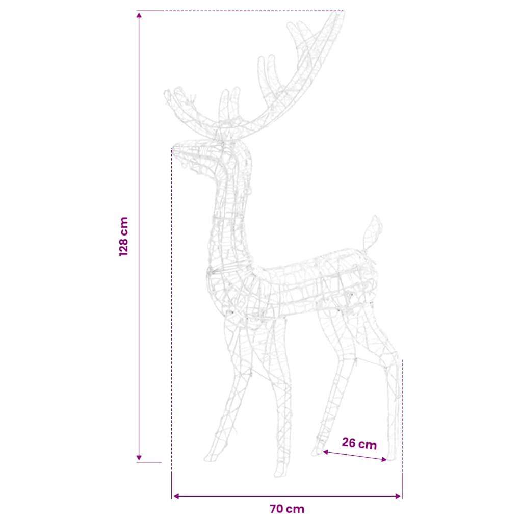 329782 vidaXL Acrylic Reindeer Christmas Decoration 140 LEDs 120 cm Cold White