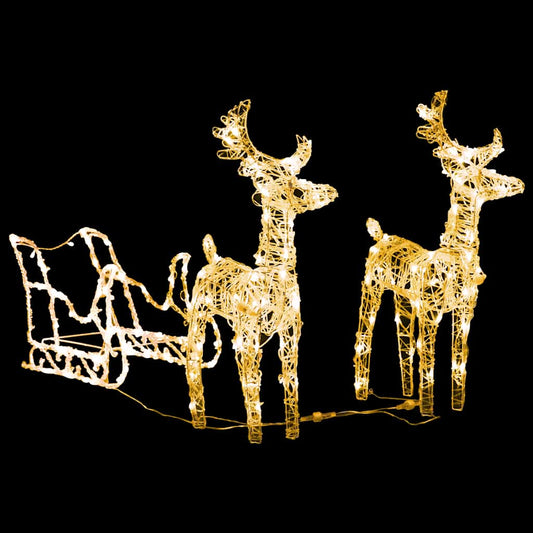 Reindeers & Sleigh Christmas Decoration 160 LEDs 130 cm Acrylic Reindeers & Sleigh Christmas Decoration 160 LEDs 130 cm Acrylic